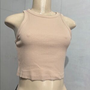 H&M Beige Ribbed Crop Top